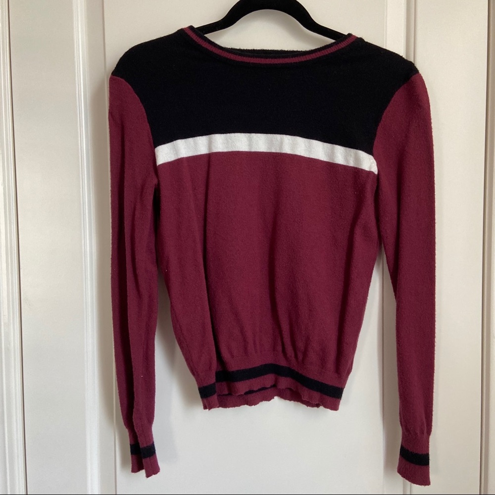 Forever 21 Cozy Soft Maroon Striped Sweater